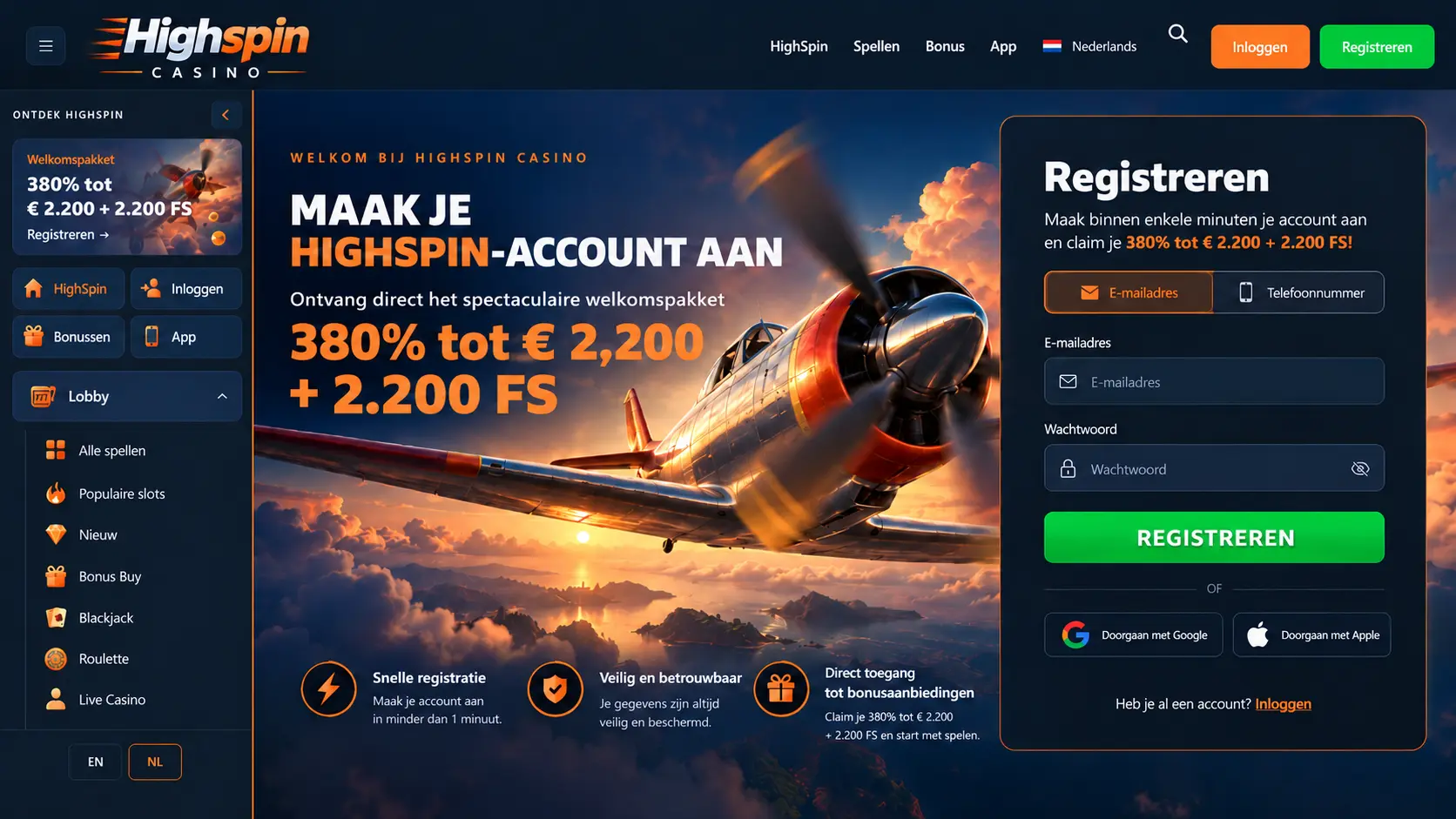 Highspin Casino Nederland: Casino Ervaring, Games en Spelersaccount image 2